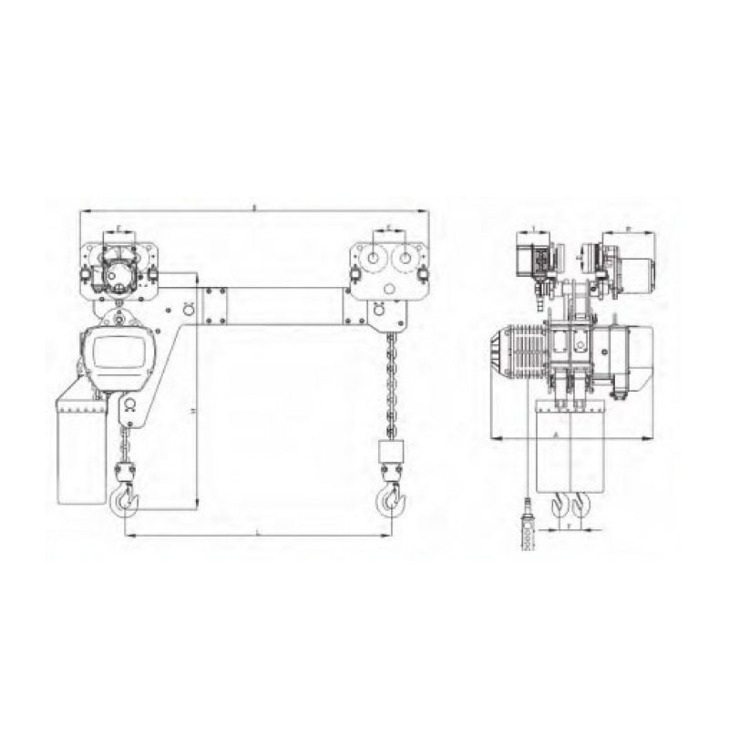 1 T İKİZ KANCALI MONORAY VİNÇ